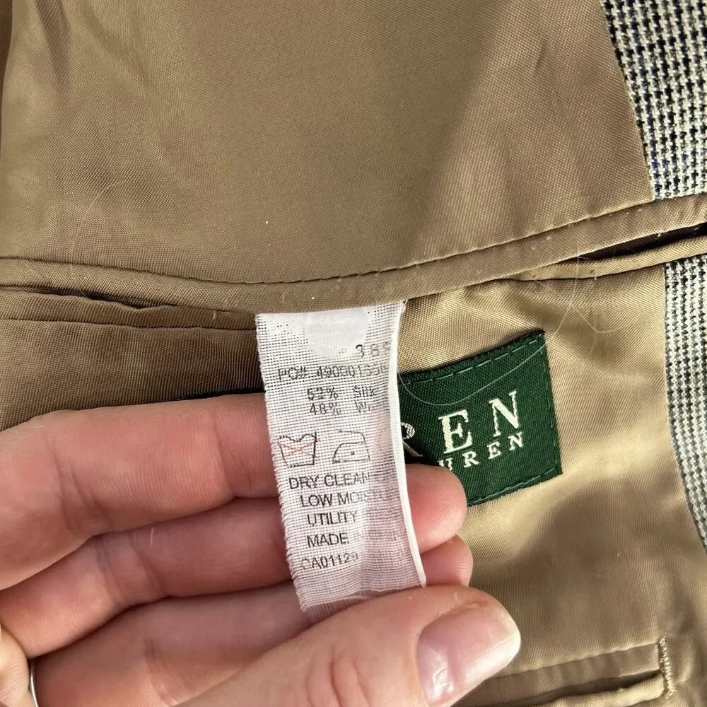 Lauren Ralph Lauren Tan Brown Men’s Silk Wool Stripe Sportcoat Blazer Jacket 38R